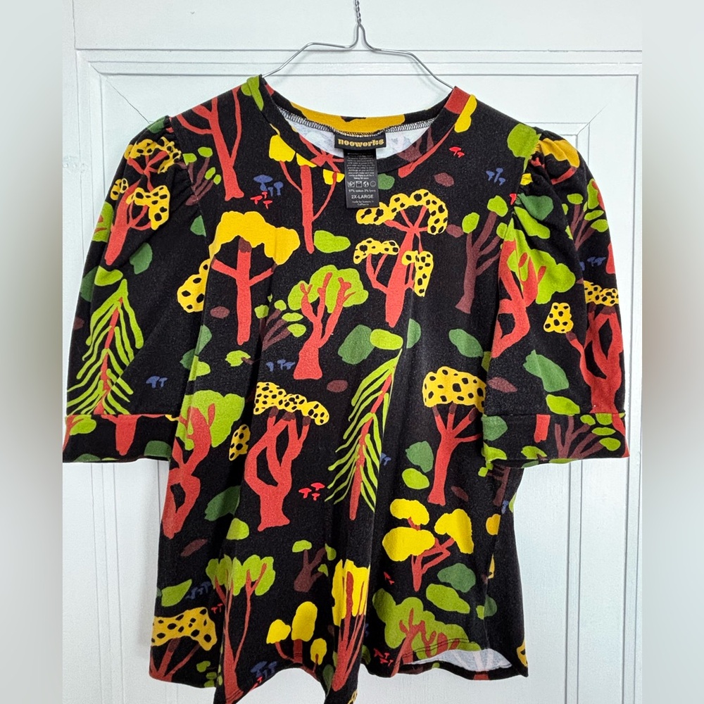 Nooworks Puff Sleeve, Tree Print